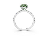 White gold Fancy Green Round Cut Diamond Solitaire Ring with Pavé Band and Four-Prong Setting_96