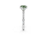 White gold Fancy Green Round Cut Diamond Solitaire Ring with Pavé Band and Hidden Halo_33