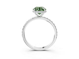 White gold Fancy Green Round Cut Diamond Solitaire Ring with Pavé Band and Hidden Halo_34