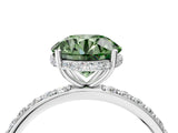 White gold Fancy Green Round Cut Diamond Solitaire Ring with Pavé Band and Hidden Halo_35