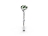 White gold Fancy Green Round Cut Diamond Solitaire Ring with Pavé Band and Prong Setting_26