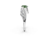 White gold Fancy Green Round Cut Diamond Solitaire Ring with Prong Setting and Twisted Pavé Band_14