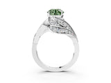 White gold Fancy Green Round Cut Diamond Solitaire Ring with Prong Setting and Twisted Pavé Band_15