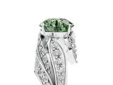 White gold Fancy Green Round Cut Diamond Solitaire Ring with Prong Setting and Twisted Pavé Band_17
