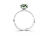 White gold Fancy Green Round Cut Diamond Solitaire Ring with Round  Pavé Band and Prong Setting_148