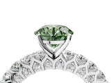 White gold Fancy Green Round Cut Diamond Solitaire Ring with Shared Prong Pavé Band and Four-Prong Setting_60