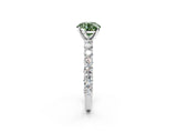 White gold Fancy Green Round Cut Diamond Solitaire Ring with Shared Prong Pavé Band and Four-Prong Setting_60