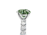 White gold Fancy Green Round Cut Diamond Solitaire Ring with Shared Prong Pavé Band and Four-Prong Setting_63