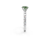 White gold Fancy Green Round Cut Diamond Solitaire Ring with Shared Prong Pavé Band and Four-Prong Setting_70