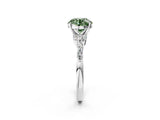 White gold Fancy Green Round Cut Diamond Solitaire Ring with Side Stones and Four-Prong Setting_63
