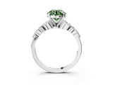 White gold Fancy Green Round Cut Diamond Solitaire Ring with Side Stones and Four-Prong Setting_64