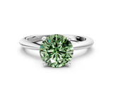 White gold Fancy Green Round Cut Diamond Solitaire Ring with Six-Prong Setting and Classic Band_295