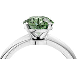 White gold Fancy Green Round Cut Diamond Solitaire Ring with Six-Prong Setting and Classic Band_299