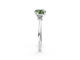 White gold Fancy Green Round Cut Diamond Solitaire Ring with Six-Prong Setting and Classic Band_303