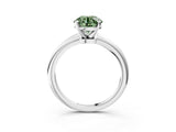 White gold Fancy Green Round Cut Diamond Solitaire Ring with Six-Prong Setting and Classic Band_304