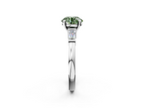 White gold Fancy Green Round  Cut Diamond Solitaire Ring with Tapered Baguette Accents and Four-Prong Setting_43