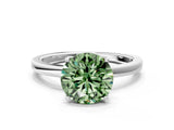 White gold Fancy Green Round Cut Diamond Solitaire Ring with Thin Band and Prong Setting_26