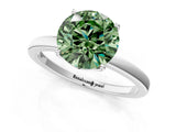 White gold Fancy Green Round Cut Diamond Solitaire Ring with Thin Band and Prong Setting_27