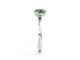 White gold Fancy Green Round Cut Diamond Solitaire Ring with Thin Band and Prong Setting_28