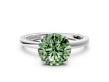 White gold Fancy Green Round Cut Diamond Solitaire Ring with Thin Band and Prong Setting_32