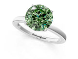 White gold Fancy Green Round Cut Diamond Solitaire Ring with Thin Band and Prong Setting_33