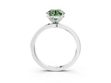 White gold Fancy Green Round Cut Diamond Solitaire Ring with Thin Band and Prong Setting_35