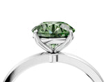 White gold Fancy Green Round Cut Diamond Solitaire Ring with Thin Band and Prong Setting_36