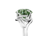White gold Fancy Green Round Cut Diamond Solitaire Ring with Twist Band and Four-Prong Setting_103