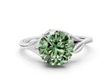 White gold Fancy Green Round Cut Diamond Solitaire Ring with Twist Band and Four-Prong Setting_93