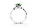 White gold Fancy Green Round Cut Diamond Solitaire Ring with Twist Band and Four-Prong Setting_96
