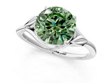 White gold Fancy Green Round Cut Diamond Solitaire Ring with Twist Band and Four-Prong Setting_99