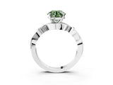 White gold Fancy Green Round Cut Diamond Solitaire Ring with Twisted Band and Prong Setting_328