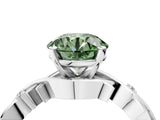 White gold Fancy Green Round Cut Diamond Solitaire Ring with Twisted Band and Prong Setting_329