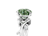 White gold Fancy Green Round Cut Diamond Solitaire Ring with Twisted Band and Prong Setting_330