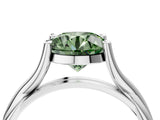 White gold Fancy Green Round Cut Diamond Solitaire Twist Band Prong Setting Ring_83