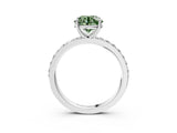 White gold Fancy Green Round  Cut Diamond Solitaire with Pave Band and Four-Prong Setting 4