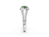 White gold Fancy Green Round Cut Diamond Split Shank Halo Ring with Four-Prong Setting_72