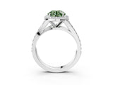 White gold Fancy Green Round Cut Diamond Split Shank Halo Ring with Four-Prong Setting_73