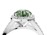 White gold Fancy Green Round Cut Diamond Split Shank Halo Ring with Four-Prong Setting_74