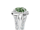 White gold Fancy Green Round Cut Diamond Split Shank Halo Ring with Four-Prong Setting_75