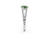 White gold Fancy Green Round Cut Diamond Split Shank Pavé Engagement Ring with Four-Prong Setting_89