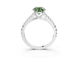 White gold Fancy Green Round Cut Diamond Split Shank Pavé Engagement Ring with Four-Prong Setting_90