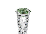 White gold Fancy Green Round Cut Diamond Split Shank Pavé Engagement Ring with Four-Prong Setting_92
