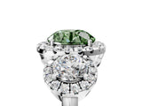 White gold Fancy Green Round Cut Diamond Three-Stone Halo Ring with Prong Setting and Pavé Accents_5