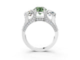 White gold Fancy Green Round Cut Diamond Three-Stone Ring with Channel Set Band and Four-Prong Setting_63