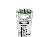 White gold Fancy Green Round Cut Diamond Three-Stone Ring with Channel Set Band and Four-Prong Setting_66