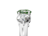 White gold Fancy Green Round Cut Diamond Three-Stone Ring with Prong Setting and Classic Band_128