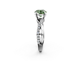 White gold Fancy Green Round  Cut Diamond Twist Band Solitaire with Prong Setting_43