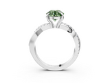 White gold Fancy Green Round  Cut Diamond Twist Band Solitaire with Prong Setting_44