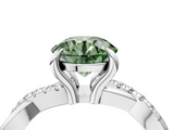 White gold Fancy Green Round  Cut Diamond Twist Band Solitaire with Prong Setting_45